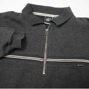 Ripzone Quarter Zip Pullover Mens XL Gray Striped Fleece Collared Sweatshirt